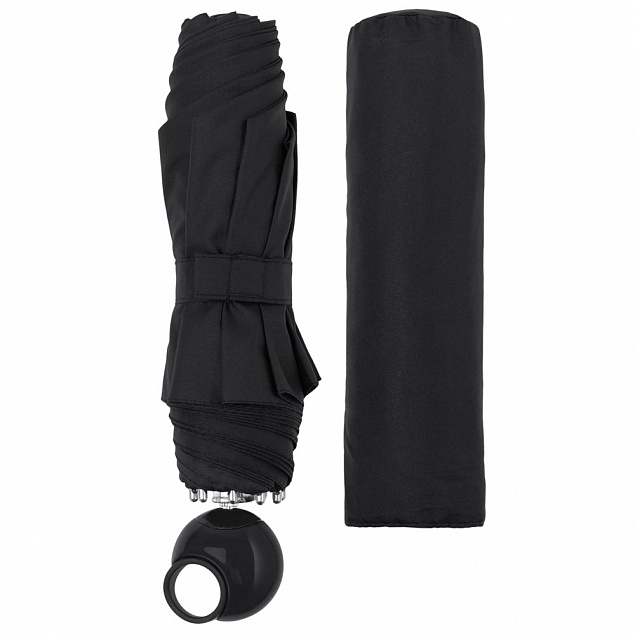 Зонт складной Floyd с кольцом, черный с логотипом в Астрахани заказать по выгодной цене в кибермаркете AvroraStore