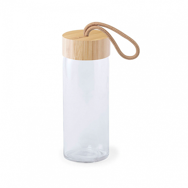 Бутылка для воды "Simple", 19 см, бамбук, стекло с логотипом в Астрахани заказать по выгодной цене в кибермаркете AvroraStore