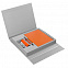 Коробка Status под ежедневник, аккумулятор и ручку, серебристая с логотипом в Астрахани заказать по выгодной цене в кибермаркете AvroraStore