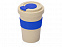 Стакан с пшеничным волокном с силиконовой манжетой и клапаном на крышке, синий с логотипом в Астрахани заказать по выгодной цене в кибермаркете AvroraStore
