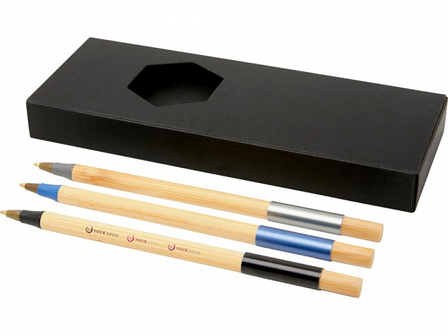 Kerf Комплект из трех бамбуковых ручек, натуральный с логотипом в Астрахани заказать по выгодной цене в кибермаркете AvroraStore