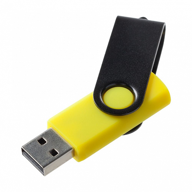Флешка Twist Color, желтая с черным, 16 Гб с логотипом в Астрахани заказать по выгодной цене в кибермаркете AvroraStore