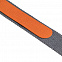 Лента для бейджа с ретрактором Devon, серая с оранжевым с логотипом в Астрахани заказать по выгодной цене в кибермаркете AvroraStore