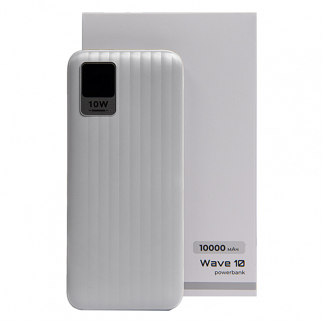 Универсальный аккумулятор OMG Wave 10 (10000 мАч), белый, 14,9х6.7х1,6 см с логотипом в Астрахани заказать по выгодной цене в кибермаркете AvroraStore