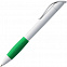 Ручка шариковая Grip, белая с зеленым с логотипом в Астрахани заказать по выгодной цене в кибермаркете AvroraStore