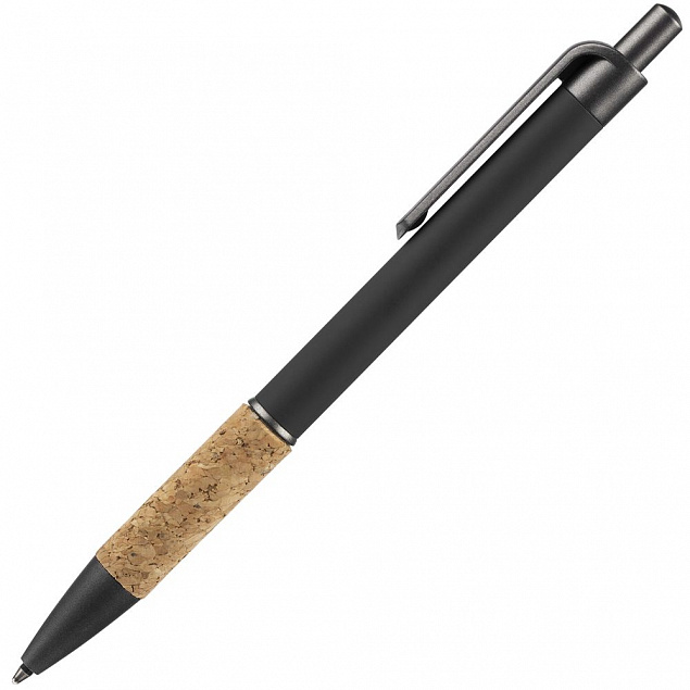 Ручка шариковая Cork, черная с логотипом в Астрахани заказать по выгодной цене в кибермаркете AvroraStore