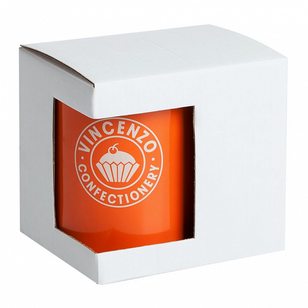 Коробка для кружки с окошком, белая с логотипом в Астрахани заказать по выгодной цене в кибермаркете AvroraStore