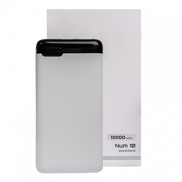Универсальный аккумулятор OMG Num 10 (10000 мАч), белый, 13,9х6.9х1,4 см с логотипом в Астрахани заказать по выгодной цене в кибермаркете AvroraStore