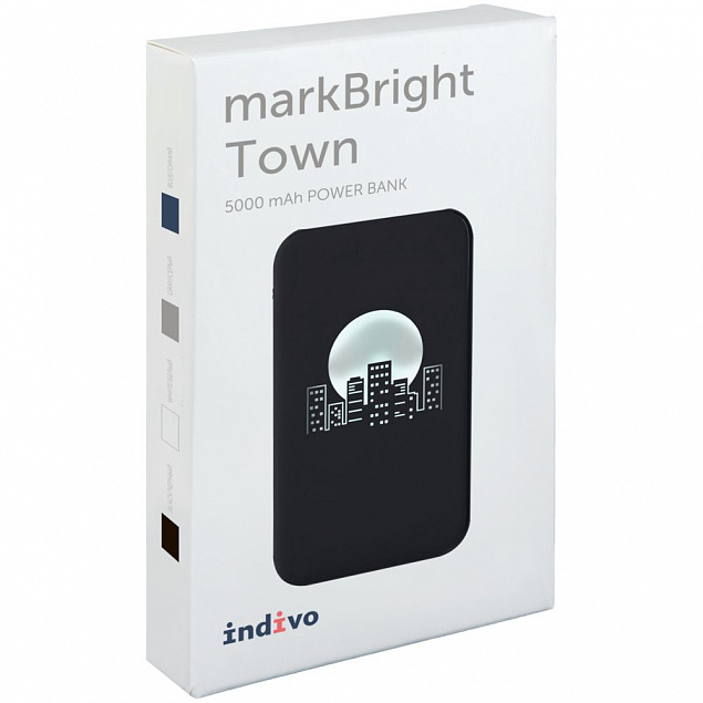 Аккумулятор с подсветкой markBright Town, 5000 мАч, черный с логотипом в Астрахани заказать по выгодной цене в кибермаркете AvroraStore