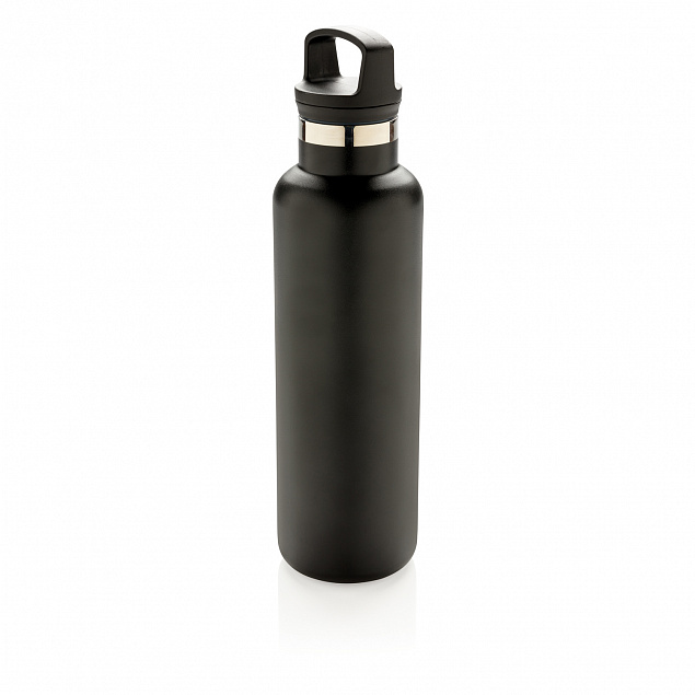 Герметичная вакуумная бутылка, черная с логотипом в Астрахани заказать по выгодной цене в кибермаркете AvroraStore