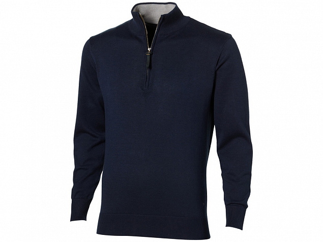 Пуловер Set с застежкой на четверть длины, т.синий/серый с логотипом в Астрахани заказать по выгодной цене в кибермаркете AvroraStore