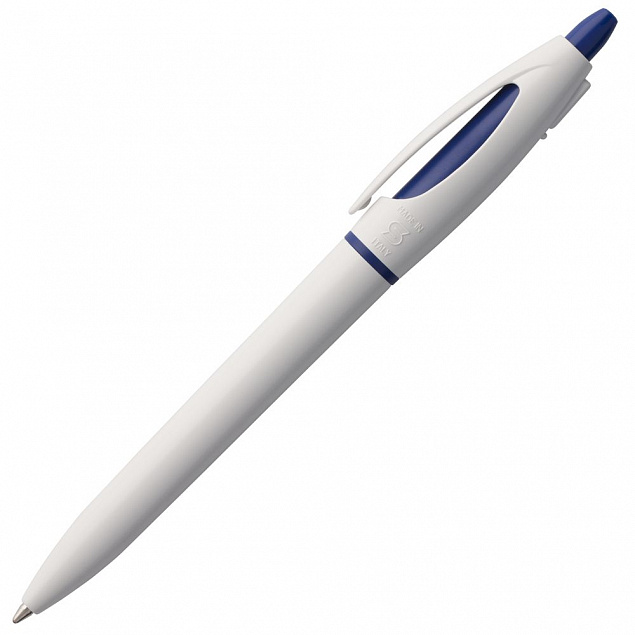 Ручка шариковая S! (Си), белая с темно-синим с логотипом в Астрахани заказать по выгодной цене в кибермаркете AvroraStore