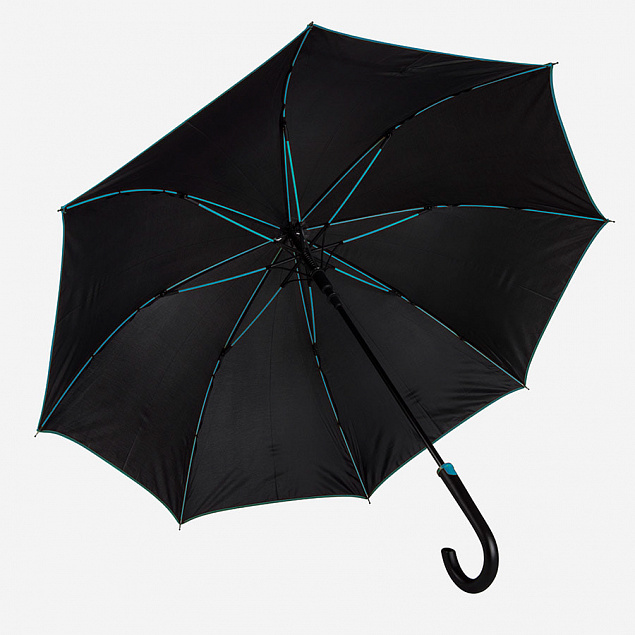 Зонт-трость BACK TO BLACK, пластиковая ручка, полуавтомат с логотипом в Астрахани заказать по выгодной цене в кибермаркете AvroraStore