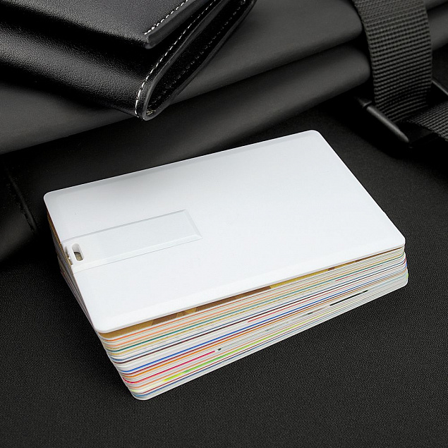 Флешка Card, 8 Гб, белая с логотипом в Астрахани заказать по выгодной цене в кибермаркете AvroraStore