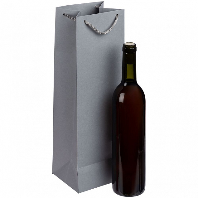 Пакет под бутылку Vindemia, серый с логотипом в Астрахани заказать по выгодной цене в кибермаркете AvroraStore