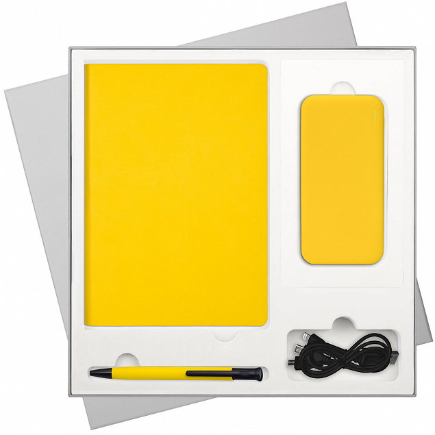Подарочный набор Sky, желтый (ежедневник, ручка, аккумулятор) с логотипом в Астрахани заказать по выгодной цене в кибермаркете AvroraStore