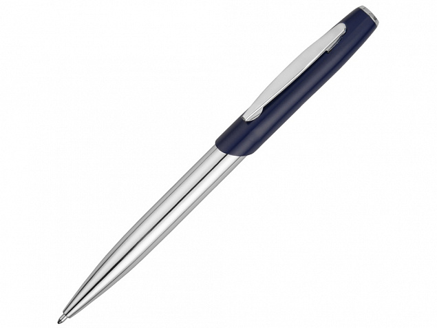 Ручка шариковая Geneva, серебристый/темно-синий с логотипом в Астрахани заказать по выгодной цене в кибермаркете AvroraStore