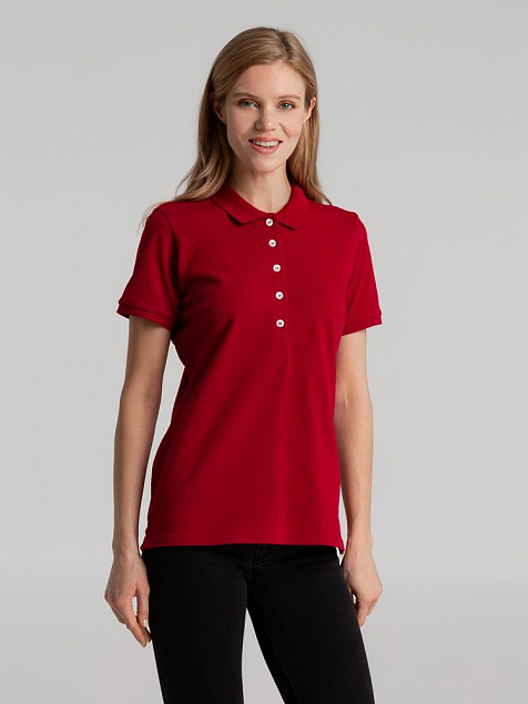 Рубашка поло женская Sunset, красная с логотипом в Астрахани заказать по выгодной цене в кибермаркете AvroraStore