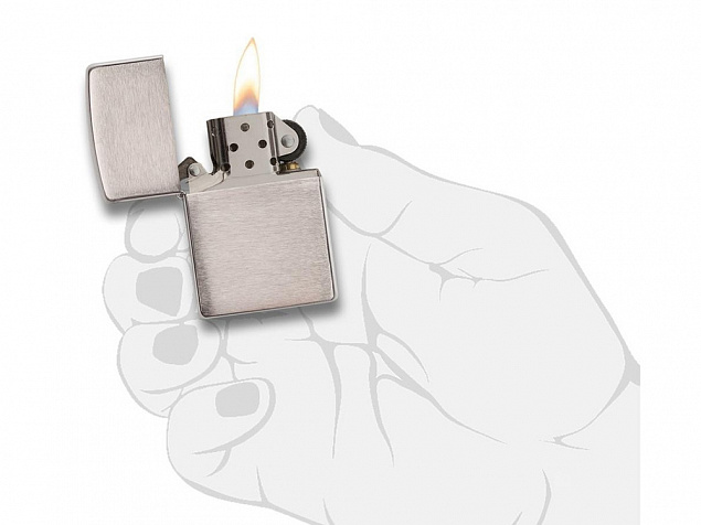 Зажигалка ZIPPO Classic с покрытием Brushed Chrome с логотипом в Астрахани заказать по выгодной цене в кибермаркете AvroraStore