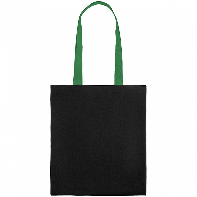 Холщовая сумка BrighTone, черная с зелеными ручками с логотипом в Астрахани заказать по выгодной цене в кибермаркете AvroraStore