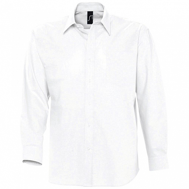 Рубашка мужская с длинным рукавом BOSTON, белая с логотипом в Астрахани заказать по выгодной цене в кибермаркете AvroraStore