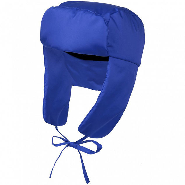 Шапка-ушанка Shelter, ярко-синяя с логотипом в Астрахани заказать по выгодной цене в кибермаркете AvroraStore