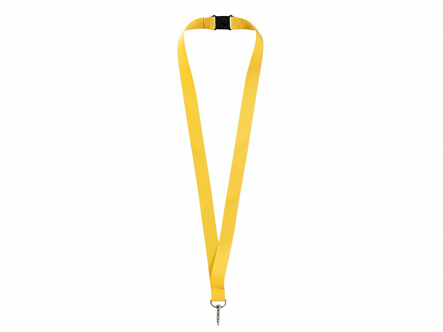 Ремешок на шею с карабином Бибионе, желтый с логотипом в Астрахани заказать по выгодной цене в кибермаркете AvroraStore