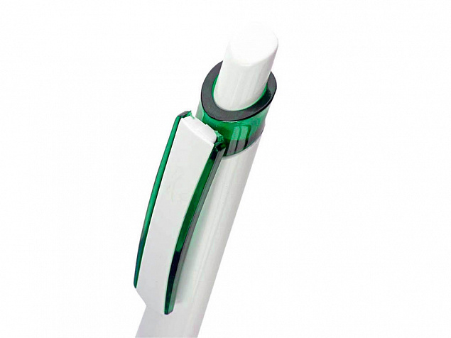 Ручка шариковая Соната, белый/зеленый с логотипом в Астрахани заказать по выгодной цене в кибермаркете AvroraStore