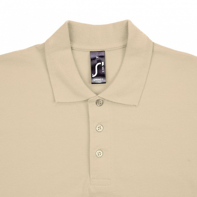 Рубашка поло мужская SPRING 210, бежевая с логотипом в Астрахани заказать по выгодной цене в кибермаркете AvroraStore