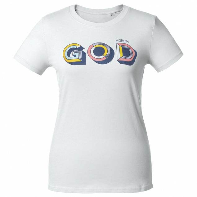 Футболка женская «Новый GOD», белая с логотипом в Астрахани заказать по выгодной цене в кибермаркете AvroraStore