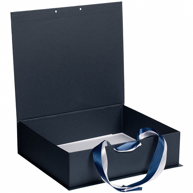 Коробка на лентах Tie Up, синяя с логотипом в Астрахани заказать по выгодной цене в кибермаркете AvroraStore