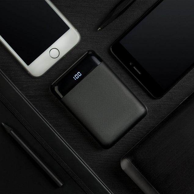 Внешний аккумулятор Uniscend Full Feel 10000 mAh с индикатором заряда, черный с логотипом в Астрахани заказать по выгодной цене в кибермаркете AvroraStore