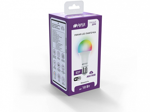 Умная лампочка HIPER IoT A60 RGB с логотипом в Астрахани заказать по выгодной цене в кибермаркете AvroraStore