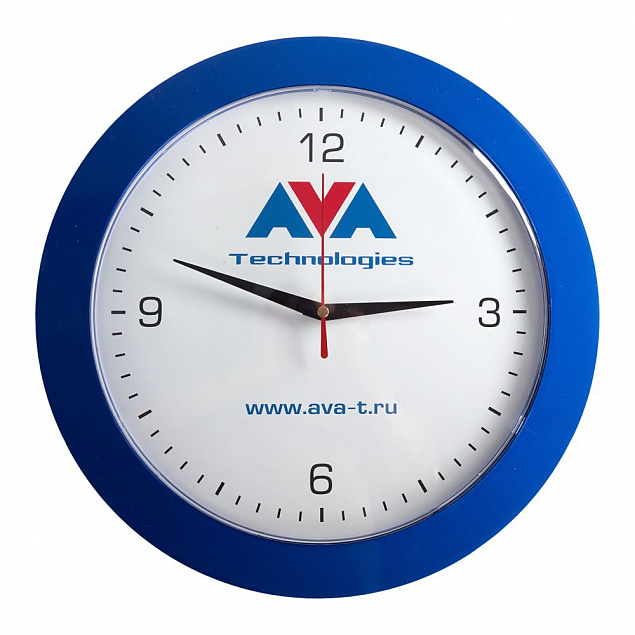 Часы настенные Vivid large, синие с логотипом в Астрахани заказать по выгодной цене в кибермаркете AvroraStore