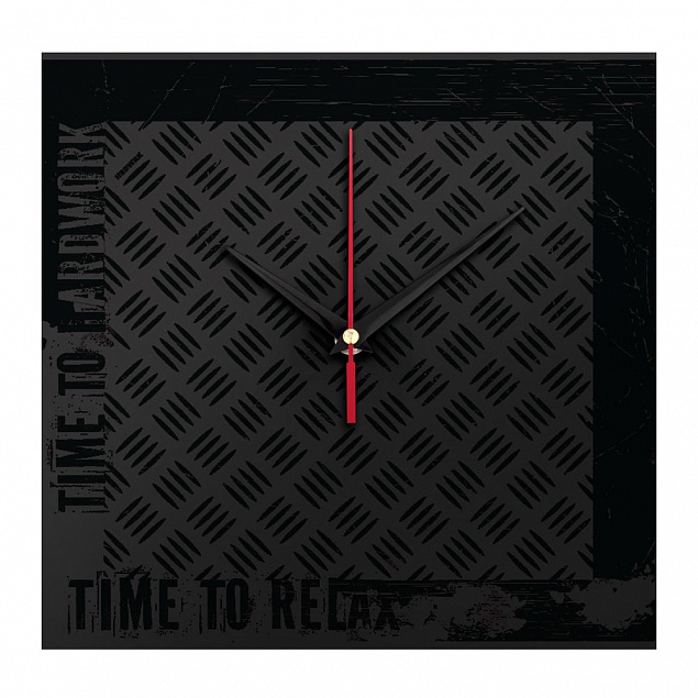 Часы настенные стеклянные Hard Work Black с логотипом в Астрахани заказать по выгодной цене в кибермаркете AvroraStore