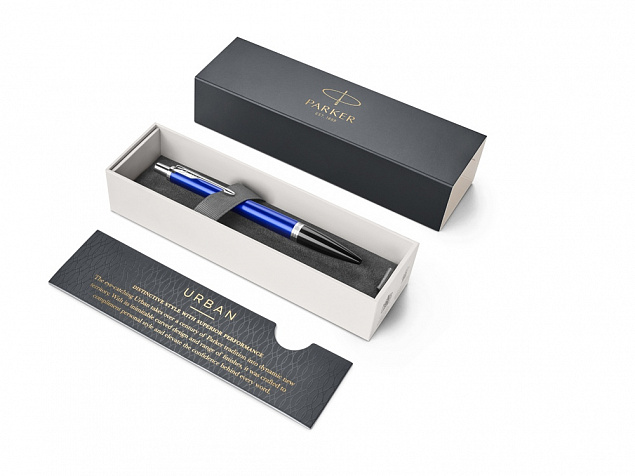 Ручка шариковая Parker Urban Core Nighsky Blue CT, синий/серебристый с логотипом в Астрахани заказать по выгодной цене в кибермаркете AvroraStore
