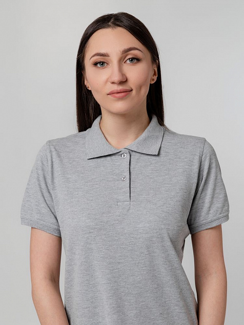 Рубашка поло женская Virma Stretch Lady, серый меланж с логотипом в Астрахани заказать по выгодной цене в кибермаркете AvroraStore