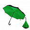 Зонт-трость механический  Chaplin, черно-зеленый с логотипом в Астрахани заказать по выгодной цене в кибермаркете AvroraStore