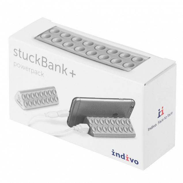 Внешний аккумулятор-подставка stuckBank Plus 2600 мАч, серебристый с логотипом в Астрахани заказать по выгодной цене в кибермаркете AvroraStore