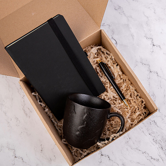 Набор подарочный BLACKNGOLD: кружка, ручка, бизнес-блокнот, коробка со стружкой с логотипом в Астрахани заказать по выгодной цене в кибермаркете AvroraStore