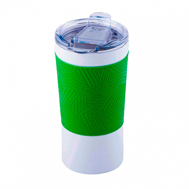 Термокружка вакуумная 'Funny" белая, зеленая, силикон с логотипом в Астрахани заказать по выгодной цене в кибермаркете AvroraStore