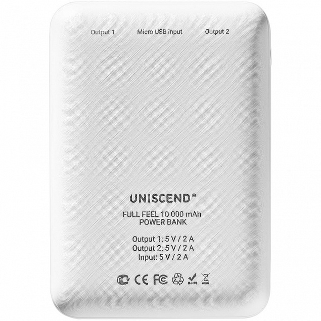 Внешний аккумулятор Uniscend Full Feel 10000 mAh с индикатором заряда, белый с логотипом в Астрахани заказать по выгодной цене в кибермаркете AvroraStore