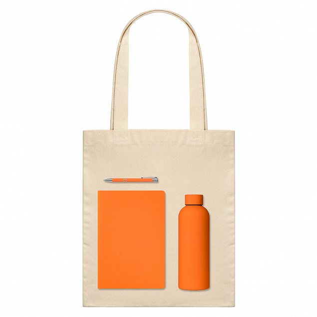 Подарочный набор Medium, оранжевый (шоппер, ежедневник, ручка, термобутылка) с логотипом в Астрахани заказать по выгодной цене в кибермаркете AvroraStore