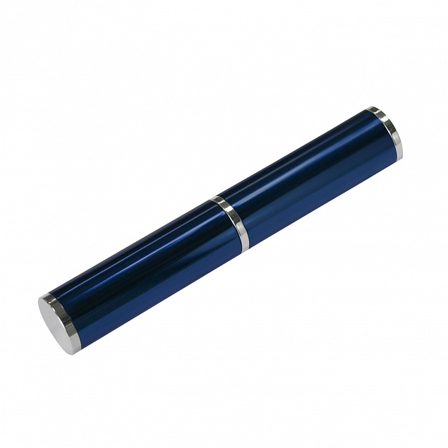 Коробка подарочная, футляр - тубус, алюминиевый, синий, глянцевый, для 1 ручки с логотипом в Астрахани заказать по выгодной цене в кибермаркете AvroraStore
