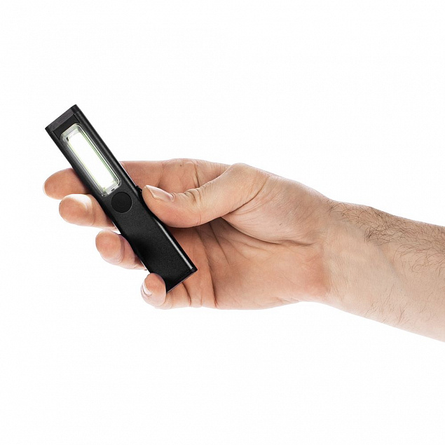 Фонарик-факел аккумуляторный Wallis, черный с логотипом в Астрахани заказать по выгодной цене в кибермаркете AvroraStore