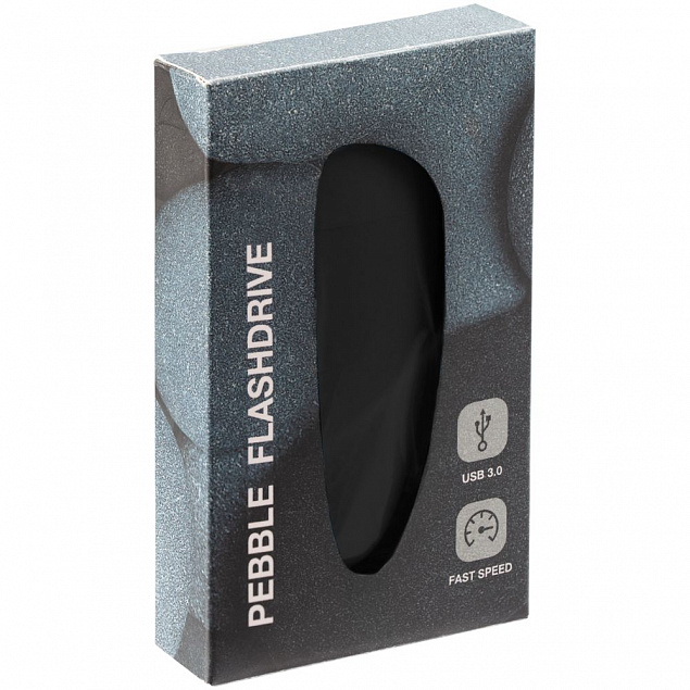Флешка Pebble, черная, USB 3.0, 16 Гб с логотипом в Астрахани заказать по выгодной цене в кибермаркете AvroraStore