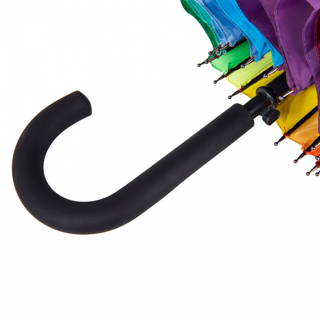 Зонт-трость  "Радуга", пластиковая ручка, полуавтомат с логотипом в Астрахани заказать по выгодной цене в кибермаркете AvroraStore