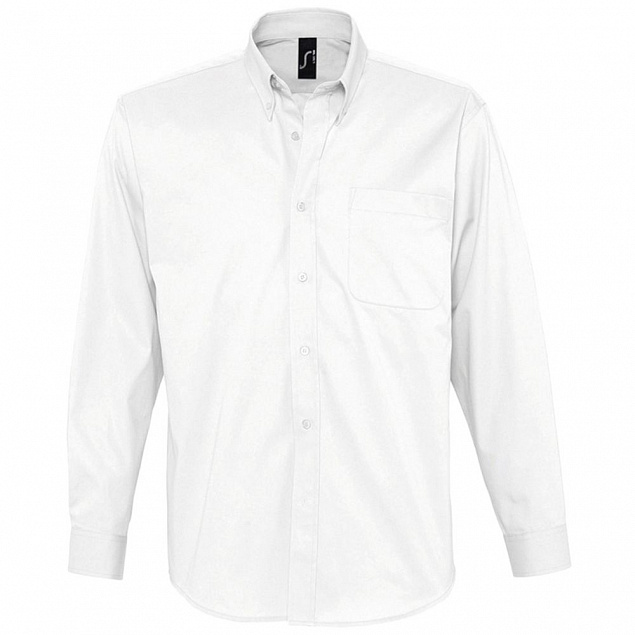 Рубашка мужская с длинным рукавом BEL AIR, белая с логотипом в Астрахани заказать по выгодной цене в кибермаркете AvroraStore