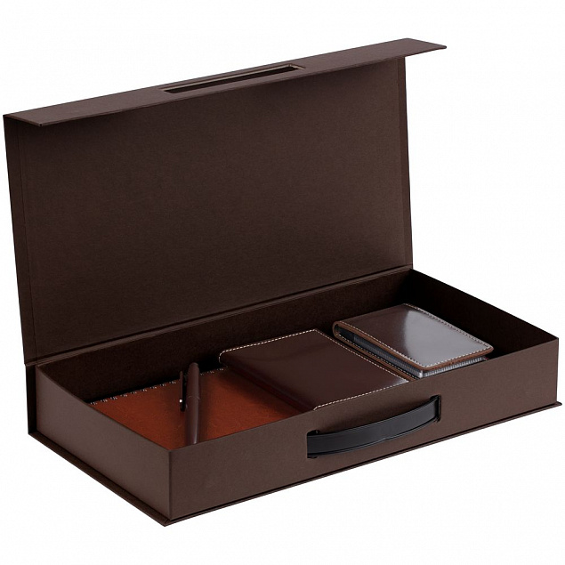 Коробка с ручкой Platt, коричневая с логотипом в Астрахани заказать по выгодной цене в кибермаркете AvroraStore