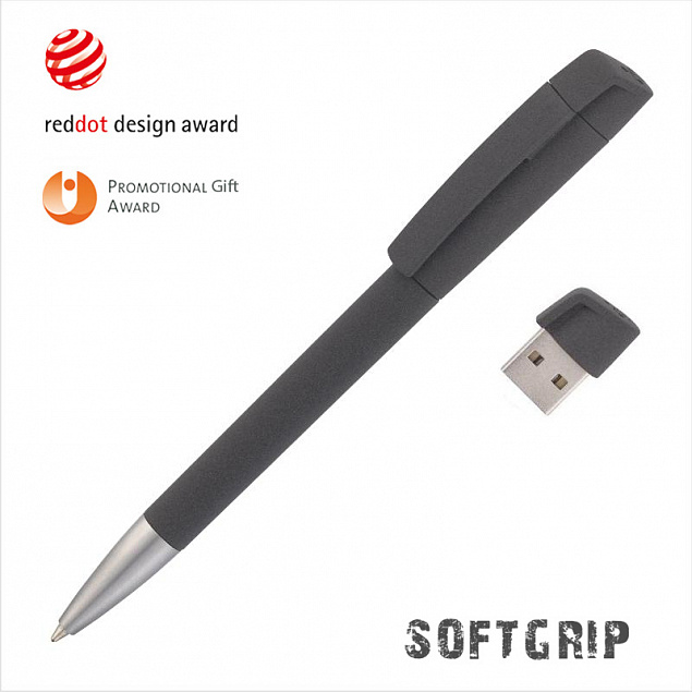 Ручка с флеш-картой USB 16GB «TURNUSsoftgrip M» с логотипом в Астрахани заказать по выгодной цене в кибермаркете AvroraStore